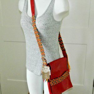 NWT WAYUU Red Leather Hippie Hobo Bag $149.00